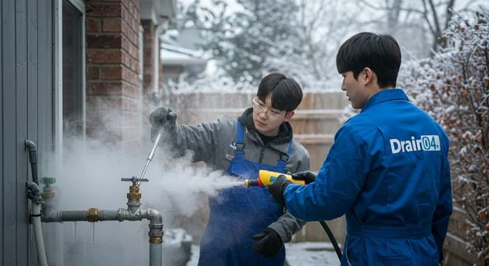 사우동 수도 동파 녹임 해빙 꽁꽁 언 배관 시원하게 녹여