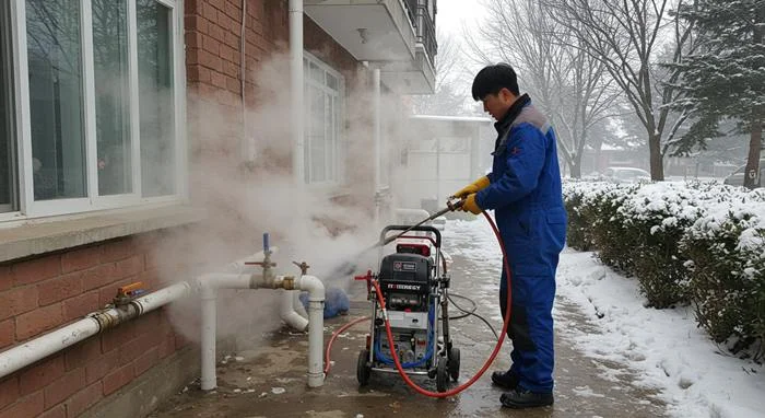 사우동 수도 동파 녹임 해빙 꽁꽁 언 배관 시원하게 녹여