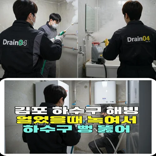 김포 하수구 해빙 얼었을때 녹여서 하수구 뻥 뚫어