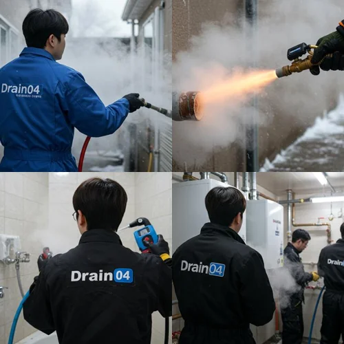 김포 하수구 해빙 얼었을때 녹여서 하수구 뻥 뚫어