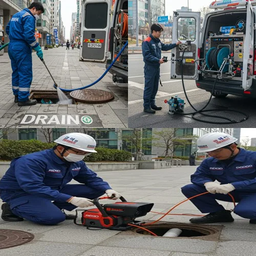 구래동 하수구 뚫음 야간 작업